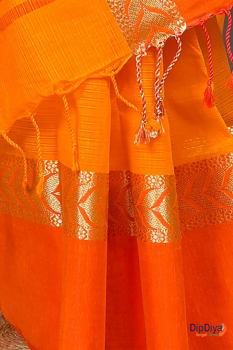 Orange Red Pure Cotton Parvin Tant Saree (576)